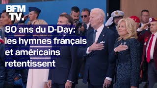 DDay les hymnes français et américains retentissent lors de la cérémonie francoaméricaine [upl. by Yrruc609]