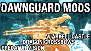 Skyrim Mod Spotlight Vjarkell Castle Dragon Crossbows Vampire Predator Vision [upl. by Roselani]