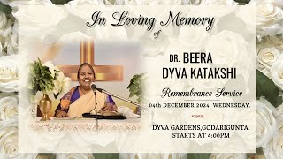 Rememberance Meet  4th DEC 2024  RevDrDyva Katakshi  VJM Church KKD [upl. by Delorenzo396]