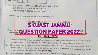 SKUAST JAMMU QUESTIONS PAPER 2022  SKUAST JAMMU QUESTION PAPER 2022 [upl. by Ynelram]