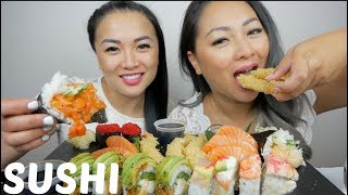 SUSHI Mukbang With SAS ASMR  NE Lets Eat [upl. by Akela]