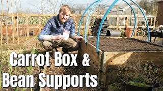 March Allotment Vlog New Carrot Box And Building The Bean Supports [upl. by Stralka]