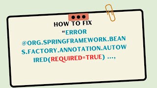 How To Resolve  orgspringframeworkbeansfactoryannotationAutowiredrequiredtrueSpring Boot [upl. by Halilahk]