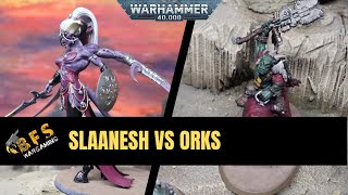 Chaos Daemons vs Orks 10th Edition Warhammer 40k Battle Report [upl. by Atiruam313]