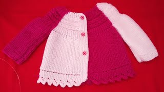 Tuto brassière bébé facile aux rangs raccourcis au tricot jersey par bébé 36 mois 33 [upl. by Alvord]