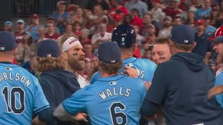 Benches Clear between Rays and Phillies after Nick Castellanos Gets Hit by Pitch [upl. by Animrac]