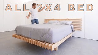 DIY Platform Bed Made from ONLY 2x4s  Modern Builds [upl. by Nerol]