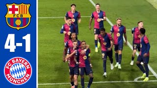 Barca destroy Bayern Munich 41 Raphinha hat trick and Lewandowski goal [upl. by Waki779]