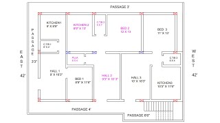 55 X 42 north face house plan 3 portion rent purpose [upl. by Prosser]