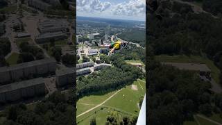 BASE jump Vilnius TV tower basejump adventuresport basejumper travel basejumping extreme [upl. by Neelhtac]