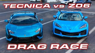 Is the Z06 really a Lambo Killer Lamborghini Huracan Tecnica vs Corvette C8 Z06 14 Mile Drag Race [upl. by Solberg]