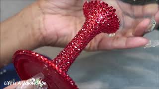 DIY DOLLAR TREE WINES GLASS GLAM TRANSFORMATION HOW TO BLING YOUR WINE GLASS WITH RED RHINESTONES [upl. by Adaran591]