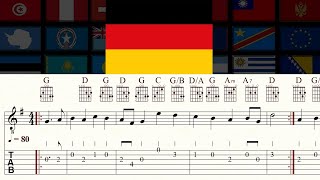 NATIONAL ANTHEM  GERMANY  NATIONALHYMNE  DEUTSCHLAND  Guitar Tutorial  TAB amp Sheet Music [upl. by Yellhsa]