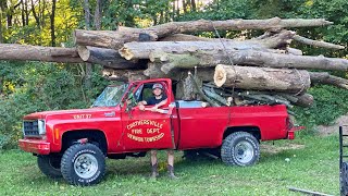 Squarebody Hauls 32000lbs in Logs [upl. by Havstad]