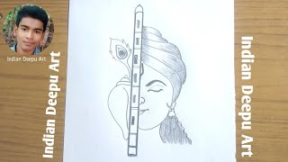 Krishna Drawing  Easy Step by step with pencil  Krishna drawing picture  Chitra  pencil [upl. by Aillemac946]