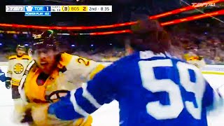 Tyler Bertuzzi Parker Wotherspoon Fight FULL CLIP Bruins vs Maple Leafs  NHL Highlights [upl. by Werra92]