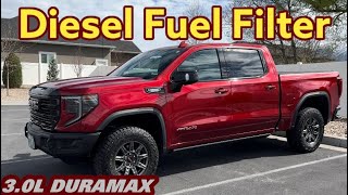 30L Diesel Fuel Filter Change In A GMC Sierra 1500 AT4X 2024 [upl. by Angil]