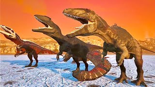 Carcharodontosaurus pack hunts Argentinosaurus [upl. by Ellga457]