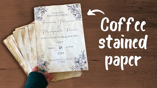 How To Age Paper using Coffee  Easy tutorial for vintage craft paper [upl. by Jonna]