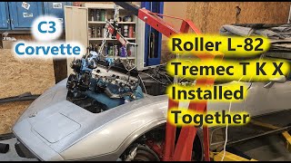 1978 Corvette Restoration Part 23  Installing Engine and Tremec TKX Transmission Together [upl. by Adella]