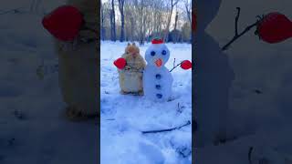 Bunnys Winter Adventure with a Snowman Friend ☃️🐰 cute youtubeshorts animals bunnylife bunnys [upl. by Kathi749]