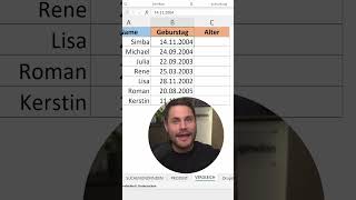 Alter in Excel berechnen in Tagen excel [upl. by Astri]