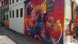 How I Painted a Pat Summitt and Candace Parker street art mural [upl. by Eniluj]