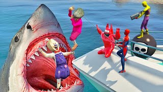 Scary Teacher 3D  MissT Vs Spiderman  Shark Battle in the Sea  Nick and Tani  Game Animation [upl. by Eetsud]