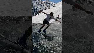 Getting Splashed Pond Skim  Water Slide Challenge Grimentz 19 skiing ski switzerland suisse [upl. by Yusuk]