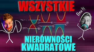 Nierówności KWADRATOWE Jak rozwiązać KAŻDY PRZYPADEK❓👉NAJSZYBSZA metoda na NIERÓWNOŚĆ KWADRATOWĄ [upl. by Cirre]