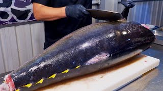 Worlds Sharpest Tuna Knife！Superb yellowfin Tuna cutting skill Luxurious sashimi  最鋒利的刀！黃鰭鮪魚切割技能 [upl. by Yesllek]