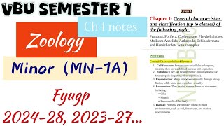 General characteristicsZoology Minor MN1A Semester 1 chapter 1 Vbu Fyugp 202327 202428 [upl. by Amadus]