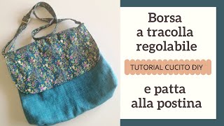 Borsa a tracolla regolabile e patta alla postina  Tutorial cucito DIY [upl. by Davide]