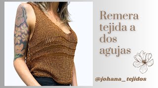 Remera blusa tejida a dos agujas Todas las tallas Woven tshirt Tutorial paso a paso [upl. by Pamella]