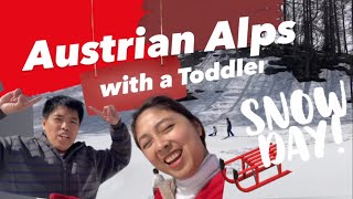 Austrian Alps with a Toddler  Snow Day at Alpendorf [upl. by Ttirrej]