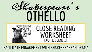 Othello Act 1 Scene 1 Close Reading Analysis Worksheet [upl. by Mirilla441]