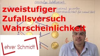 zweistufiger Zufallsversuch  Wahrscheinlichkeitsrechnung  Mathematik  Lehrerschmidt [upl. by Fillian]