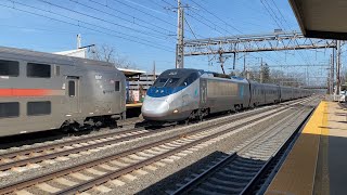 Amtrak Acela Express Trains  150 MPH Through Princeton Junction NJ 3424 [upl. by Dustan]