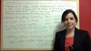 TERMOQUIMICA Ejercicio 30  LEY DE HESS Cálculo entalpía de combustión de la sacarosa [upl. by Ruddy]