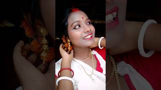 Lal saree lal tip ❤ durgapuja 2024 ashtami look 🌸 sada saree 🤍 duskyskin makeup YouTube [upl. by Hsivat]