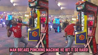 Man breaks punching machine he hit it so hard  WooGlobe [upl. by Osnerol]