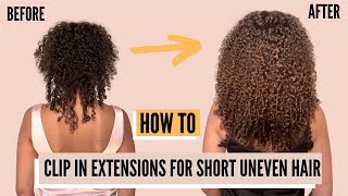 How to Clip In Curly Hair Extensions On Short Thin Hair  Bebonia Curly ClipIn Hair Extensions [upl. by Ximenez]