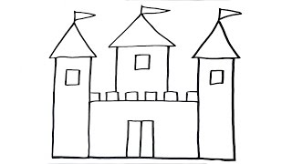 How To Draw a Castle  VERY EASY For Kids [upl. by Ettolrahs]