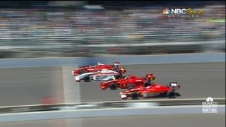 2013 Firestone Indy Lights Close Finish Freedom 100 4 Wide Finish [upl. by Aicre468]