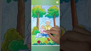 How To Color Fathers Day Scenery  Easy Oil Pastel Drawing  Academy Of Artisans [upl. by Kittie]