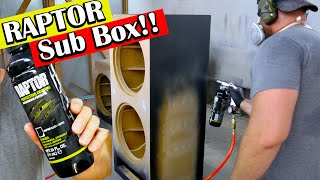 BEST Subwoofer Enclosure Finish Spray Raptor Liner Install on GSG Evolution Home Theater Sub Boxes [upl. by Lacefield]