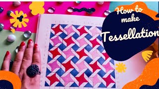 Tessellation art how to make tessellationeasy tessellation drawing geometric tessellationcube [upl. by Annair]