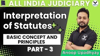 Interpretation of Statute  Basic Concept and Principles  Part3  All India Judiciary  Anoop Sir [upl. by Arlette]