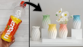 Plastic bottle flower vase making  Easy Cement Pottery Making  Cement Planter Making [upl. by Corinna]