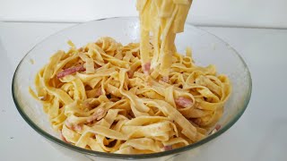 TAGLIATELLES avec des LARDONS et crème fraîche CARBONARA [upl. by Reseta994]